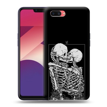 Пластиковый чехол на OPPO A3s с принтом Поцелуй скелетов