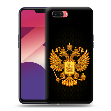 Пластиковый чехол на OPPO A3s с принтом Герб России желтый
