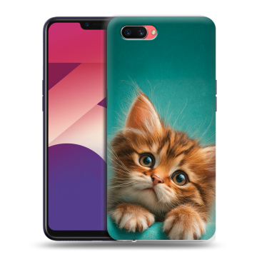 Пластиковый чехол на OPPO A3s с принтом котенок
