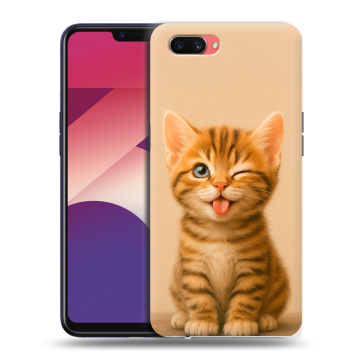 Пластиковый чехол на OPPO A3s с принтом котенок