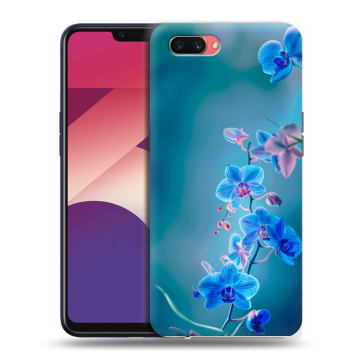 Пластиковый чехол на OPPO A3s с принтом Голубые цветы
