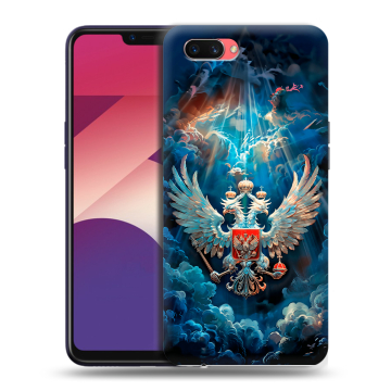 Пластиковый чехол на OPPO A3s с принтом Герб флаг России