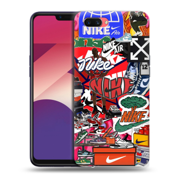 Пластиковый чехол на OPPO A3s с принтом Найк Nike яркий