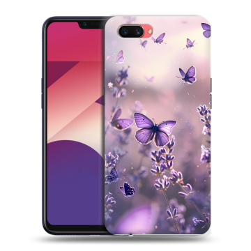 Пластиковый чехол на OPPO A3s с принтом бабочки и лаванда