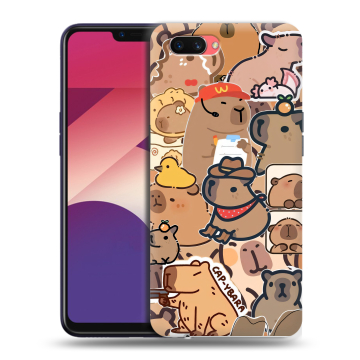 Пластиковый чехол на OPPO A3s с принтом капибара Пластиковый чехол на OPPO A3s с принтом капибара