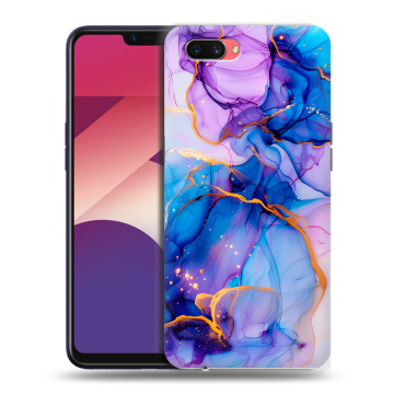 Пластиковый чехол на OPPO A3s с принтом синий мрамор