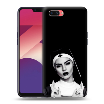 Пластиковый чехол на OPPO A3s с принтом монашка Пластиковый чехол на OPPO A3s с принтом монашка