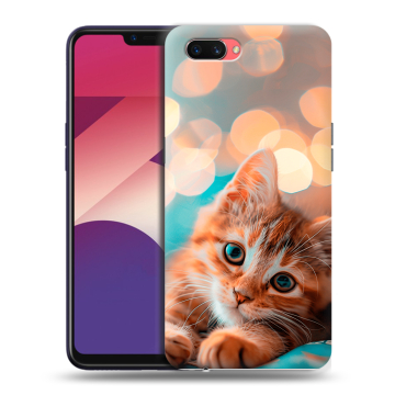 Пластиковый чехол на OPPO A3s с принтом котик