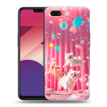 Пластиковый чехол на OPPO A3s с принтом милые котики