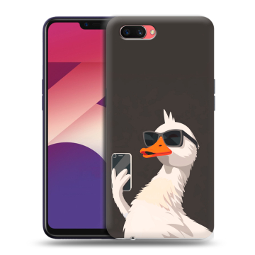Пластиковый чехол на OPPO A3s с принтом утка в очках