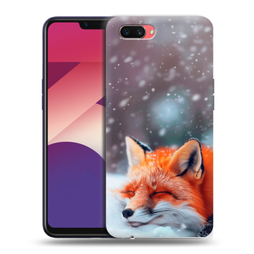 Пластиковый чехол на OPPO A3s с принтом лиса Пластиковый чехол на OPPO A3s с принтом лиса