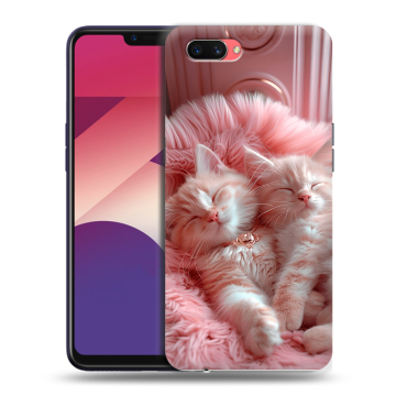 Пластиковый чехол на OPPO A3s с принтом котята котики