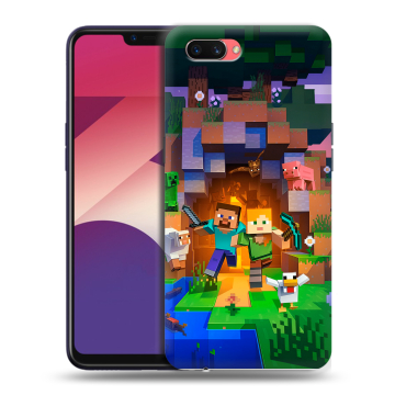 Пластиковый чехол на OPPO A3s с принтом Майнкрафт Minecraft