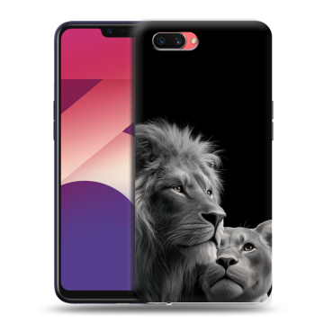 Пластиковый чехол на OPPO A3s с принтом Лев кошки Пластиковый чехол на OPPO A3s с принтом Лев кошки
