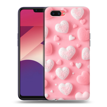 Пластиковый чехол на OPPO A3s с принтом Сердечки
