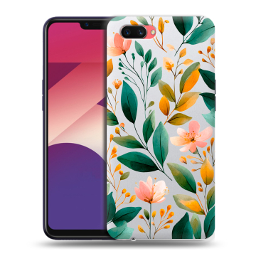 Пластиковый чехол на OPPO A3s с принтом Цветы паттерн Пластиковый чехол на OPPO A3s с принтом Цветы паттерн