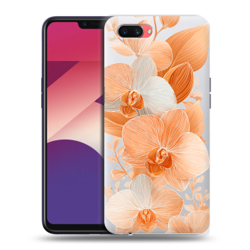 Пластиковый чехол на OPPO A3s с принтом Бежевые цветы Пластиковый чехол на OPPO A3s с принтом Бежевые цветы