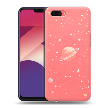 Пластиковый чехол на OPPO A3s с принтом Розовый космос Пластиковый чехол на OPPO A3s с принтом Розовый космос