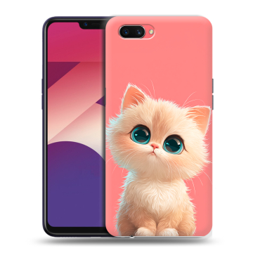 Пластиковый чехол на OPPO A3s с принтом Розовый котенок Пластиковый чехол на OPPO A3s с принтом Розовый котенок