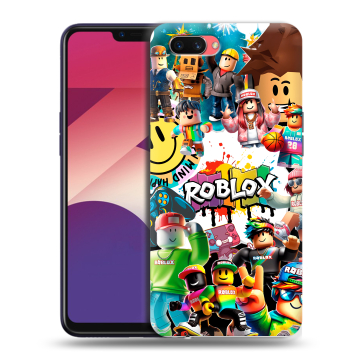 Пластиковый чехол на OPPO A3s с принтом Roblox Роблокс
