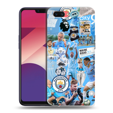 Пластиковый чехол на OPPO A3s с принтом Man City Манчестер Сити