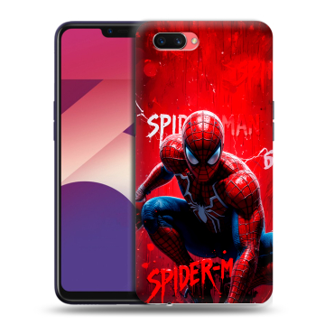 Пластиковый чехол на OPPO A3s с принтом Spiderman Человек паук
