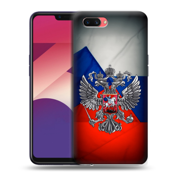 Пластиковый чехол на OPPO A3s с принтом Флаг России