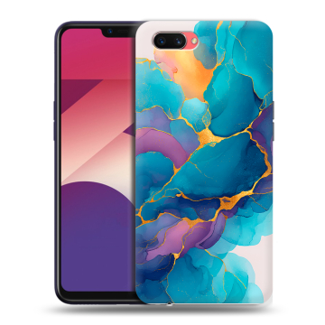 Пластиковый чехол на OPPO A3s с принтом Мрамор блестки