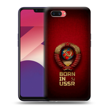 Пластиковый чехол на OPPO A3s с принтом Флаг Герб СССР