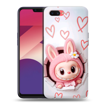 Пластиковый чехол на OPPO A3s с принтом Labubu Лабубу