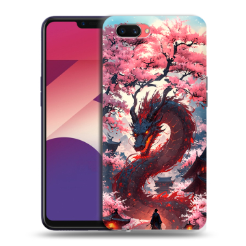 Пластиковый чехол на OPPO A3s с принтом Дракон Японский