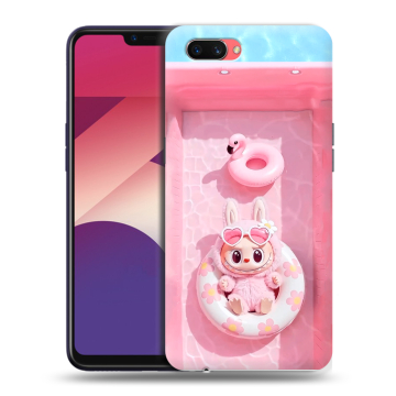 Пластиковый чехол на OPPO A3s с принтом Labubu Лабубу
