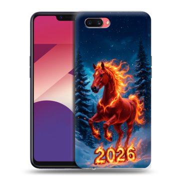 Пластиковый чехол на OPPO A3s с принтом Новый год коня
