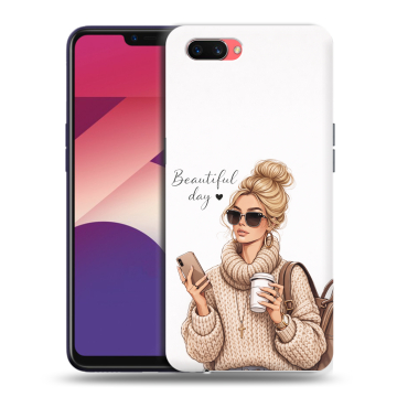 Пластиковый чехол на OPPO A3s с принтом женский