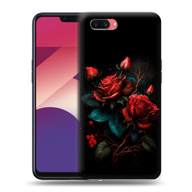 Пластиковый чехол на OPPO A3s с принтом Розы красные Пластиковый чехол на OPPO A3s с принтом Розы красные