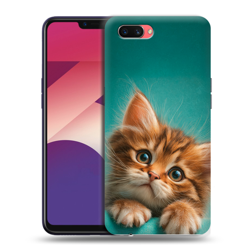 Пластиковый чехол на OPPO A3s с принтом котенок Пластиковый чехол на OPPO A3s с принтом котенок