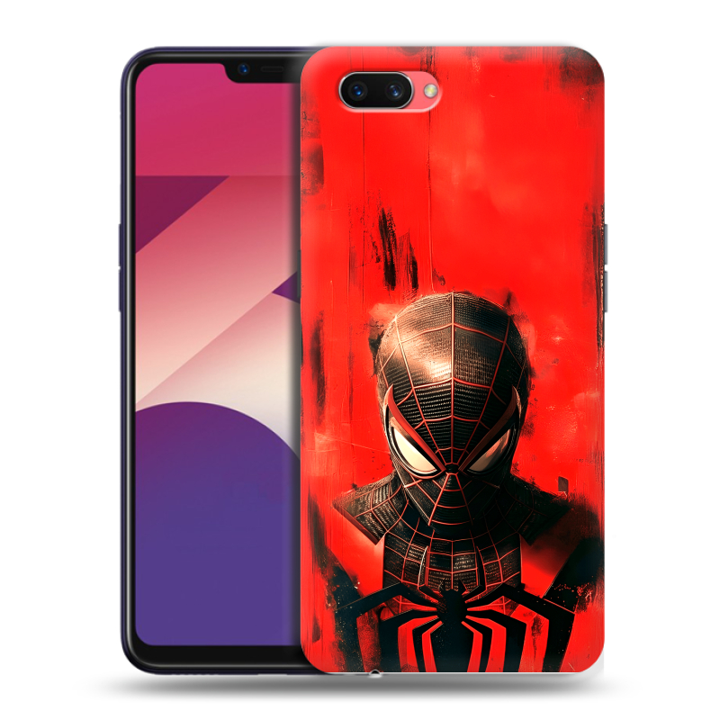 Пластиковый чехол на OPPO A3s с принтом человек паук spiderman Пластиковый чехол на OPPO A3s с принтом человек паук spiderman