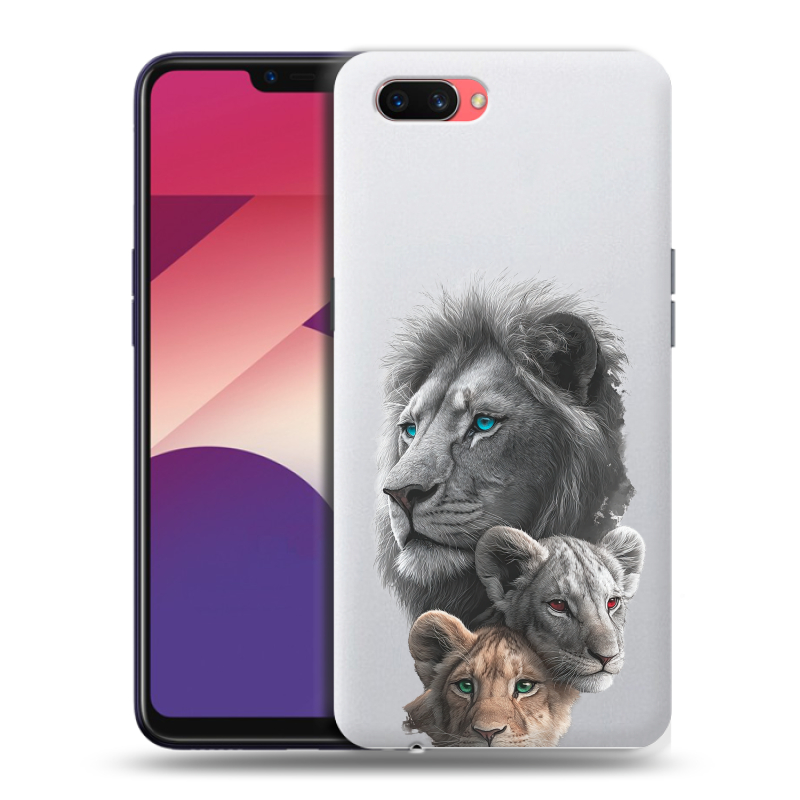 Пластиковый чехол на OPPO A3s с принтом Львы Пластиковый чехол на OPPO A3s с принтом Львы