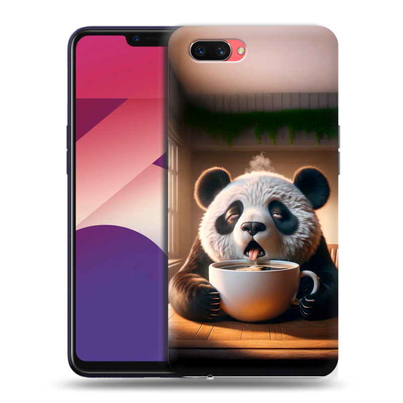 Пластиковый чехол на OPPO A3s с принтом смешная панда Пластиковый чехол на OPPO A3s с принтом смешная панда