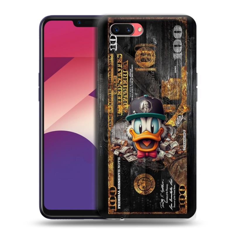 Пластиковый чехол на OPPO A3s с принтом Дональд Дак Доллар Пластиковый чехол на OPPO A3s с принтом Дональд Дак Доллар