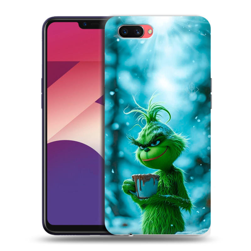 Пластиковый чехол на OPPO A3s с принтом Новый год гринч Пластиковый чехол на OPPO A3s с принтом Новый год гринч