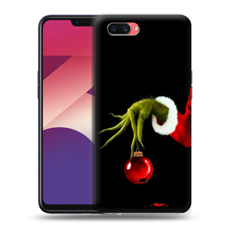 Пластиковый чехол на OPPO A3s с принтом Новый год Гринч Пластиковый чехол на OPPO A3s с принтом Новый год Гринч
