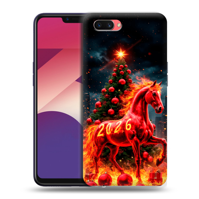 Пластиковый чехол на OPPO A3s с принтом Новый год Пластиковый чехол на OPPO A3s с принтом Новый год