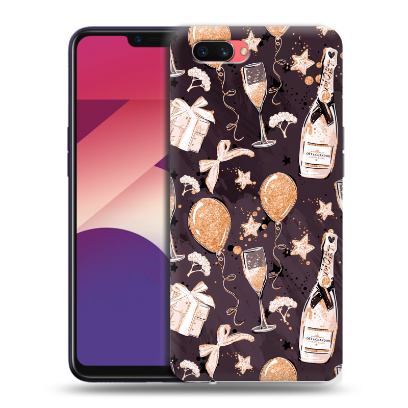Пластиковый чехол на OPPO A3s с принтом Новый год Пластиковый чехол на OPPO A3s с принтом Новый год