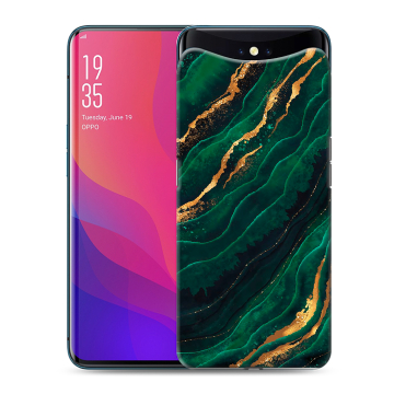 Силиконовый чехол на OPPO Find X с принтом Мрамор зеленое золото Силиконовый чехол на OPPO Find X с принтом Мрамор зеленое золото