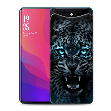 Силиконовый чехол на OPPO Find X с принтом Темный леопард Силиконовый чехол на OPPO Find X с принтом Темный леопард