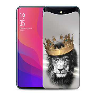 Силиконовый чехол на OPPO Find X с принтом Лев с короной