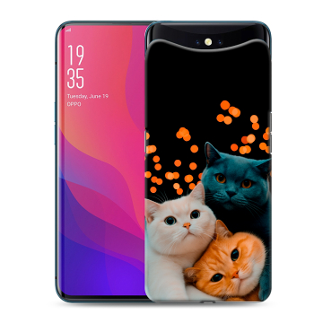 Силиконовый чехол на OPPO Find X с принтом Кошки Силиконовый чехол на OPPO Find X с принтом Кошки