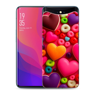 Силиконовый чехол на OPPO Find X с принтом Сердечки Силиконовый чехол на OPPO Find X с принтом Сердечки