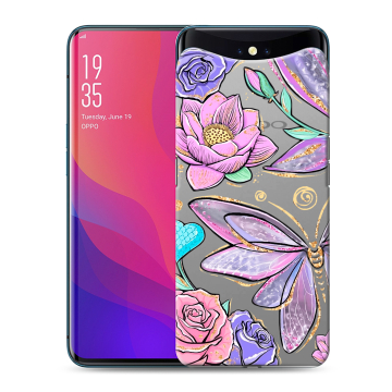 Силиконовый чехол на OPPO Find X с принтом Бабочки и цветы Силиконовый чехол на OPPO Find X с принтом Бабочки и цветы